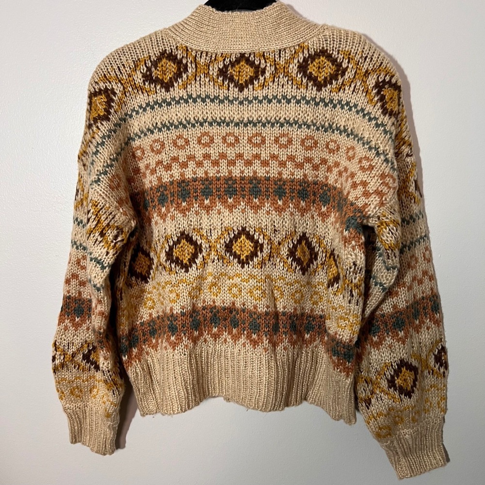 Rewind‎ Womens Fair Isle Vintage-Inspired Toggle Button Cardigan Neutral Small - Picture 11 of 12